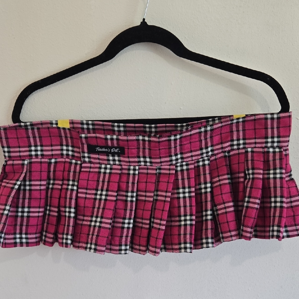 Pink Plaid Pleated Skirt